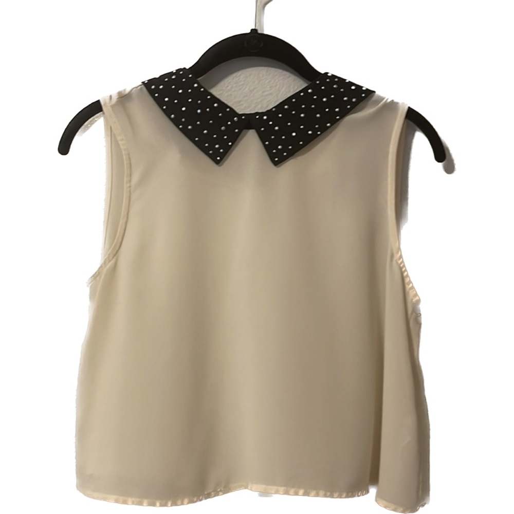 Forever 21 cream & black sheer top size small #21